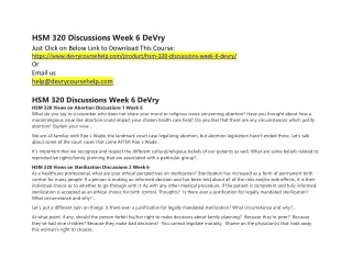 hsm 320 discussions week 6 devry just click