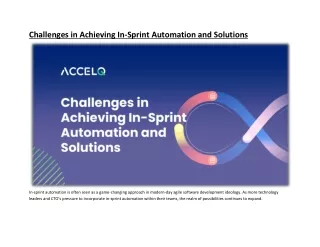 Challenges in Achieving In-Sprint Automation and Solutions