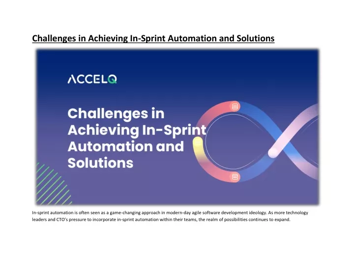 challenges in achieving in sprint automation