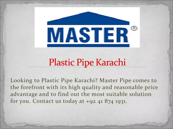 plastic pipe karachi