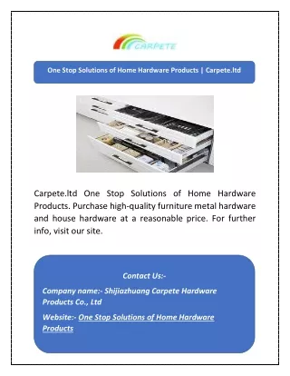 One Stop Solutions of Home Hardware Products | Carpete.ltd