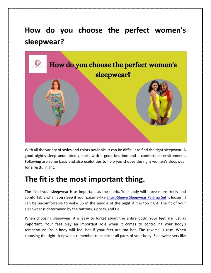 how do you choose the perfect women s sleepwear