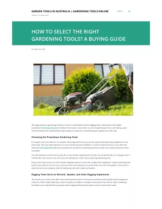 HOW TO SELECT THE RIGHT GARDENING TOOLS? A BUYING GUIDE