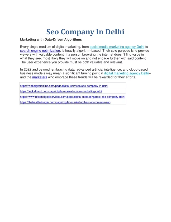 seo company in delhi marketing with data driven