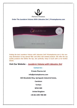 order the juvederm voluma with lidocaine