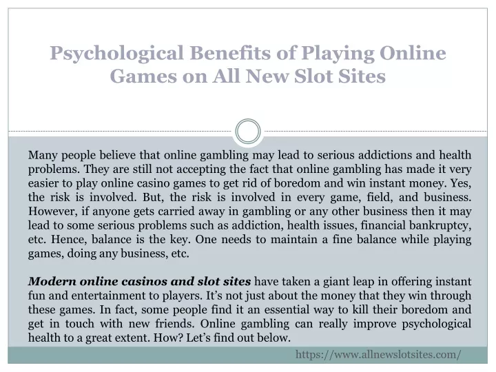 psychological benefits of playing online games