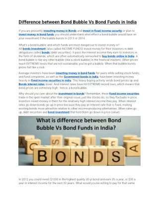 difference between bond bubble vs bond funds