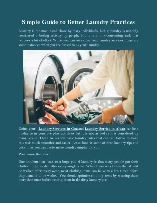 Simple Guide to Better Laundry Practices