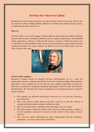 services for voice over talent
