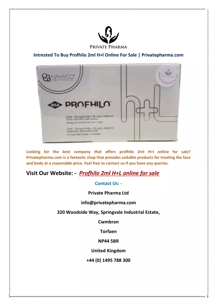 intrested to buy profhilo 2ml h l online for sale