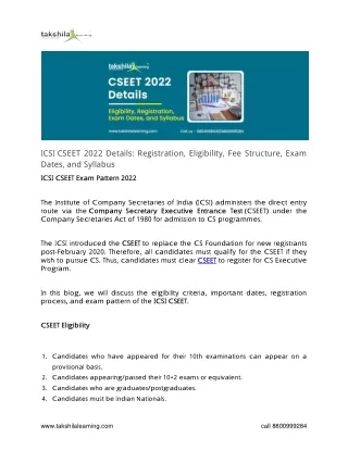 icsi cseet 2022 details registration eligibility