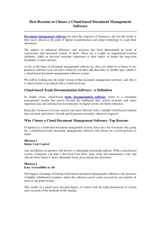 best reasons to choose a cloud based document