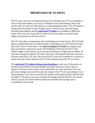 importance of tv units