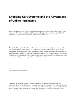 shopping cart systems and the advantages