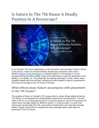 is saturn in the 7th house a deadly position