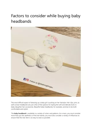 Factors to consider while buying baby headbands