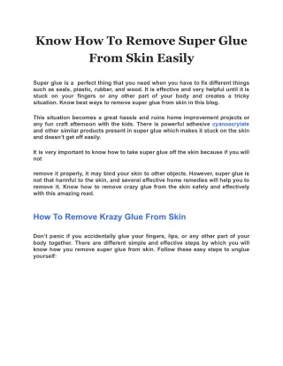 know how to remove super glue from skin easily