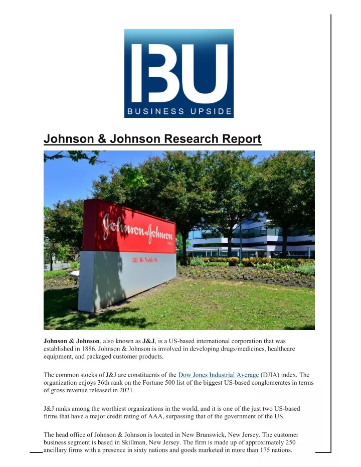 johnson johnson research report