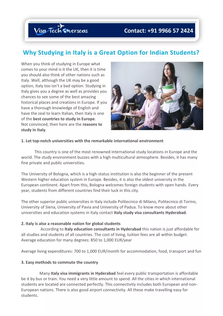 why studying in italy is a great option