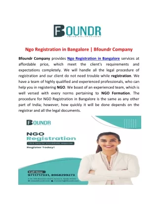 Ngo Registration in Bangalore | Bfoundr Company