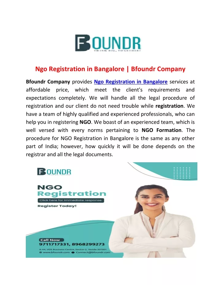 ngo registration in bangalore bfoundr company