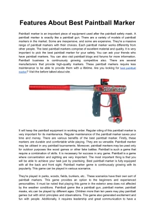 Features About Best Paintball Marker