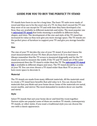 guide for you to buy the perfect tv stand