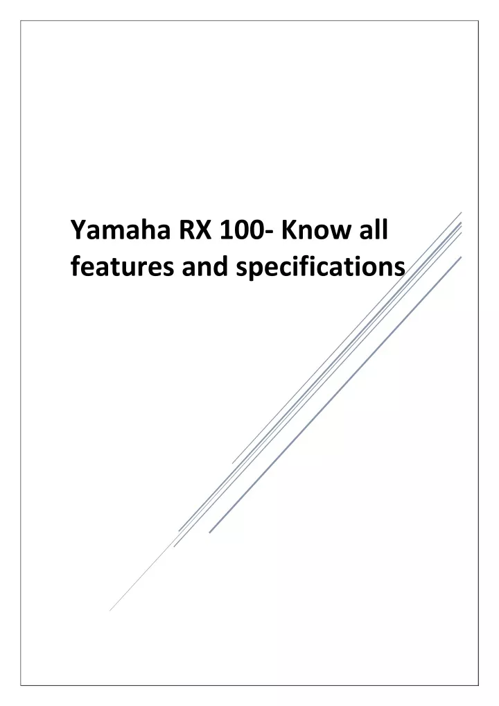 yamaha rx 100 know all features and specifications