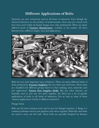 different applications of bolts