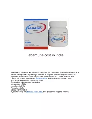 abamune l tablet with the composition abacavir
