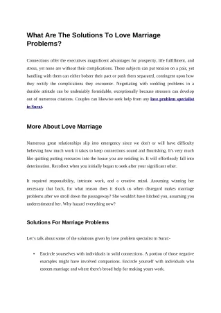 What Are The Solutions For Love Marriage Problems
