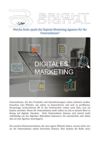 Welche Rolle spielt die Digitale Marketing Agentur für Ihr Unternehmen?