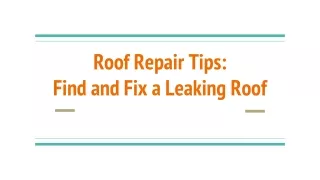 Roof Repair Tips_ Find and Fix a Leaking Roof