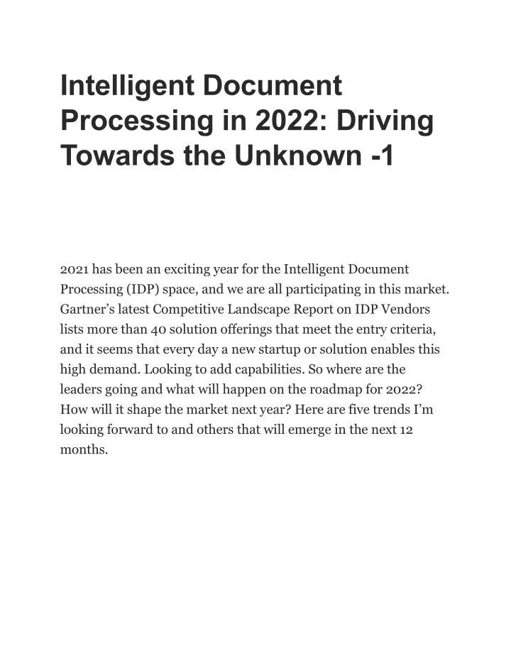 intelligent document processing in 2022 driving