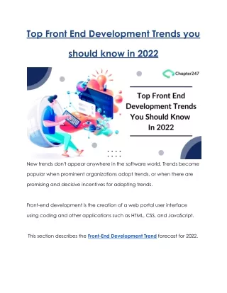 Top Front End Development Trends you should know in 2022