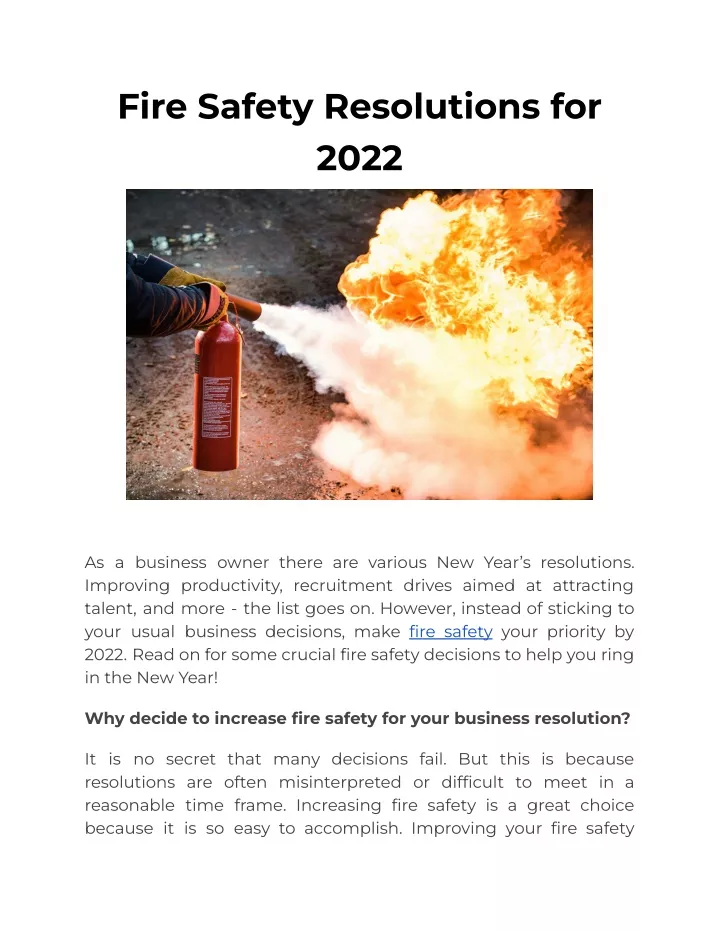 fire safety resolutions for 2022