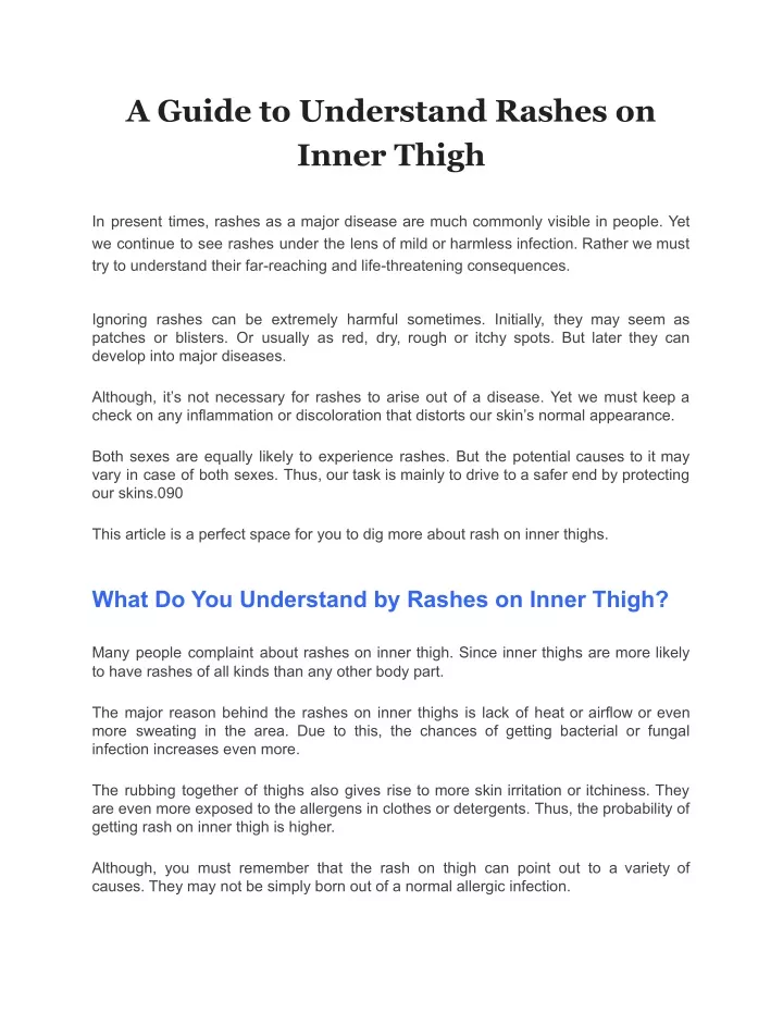 a guide to understand rashes on inner thigh