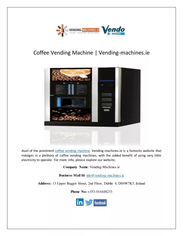 coffee vending machine vending machines ie