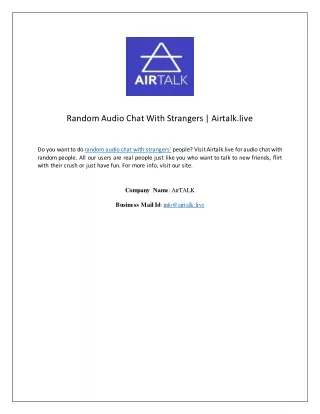 random audio chat with strangers airtalk live