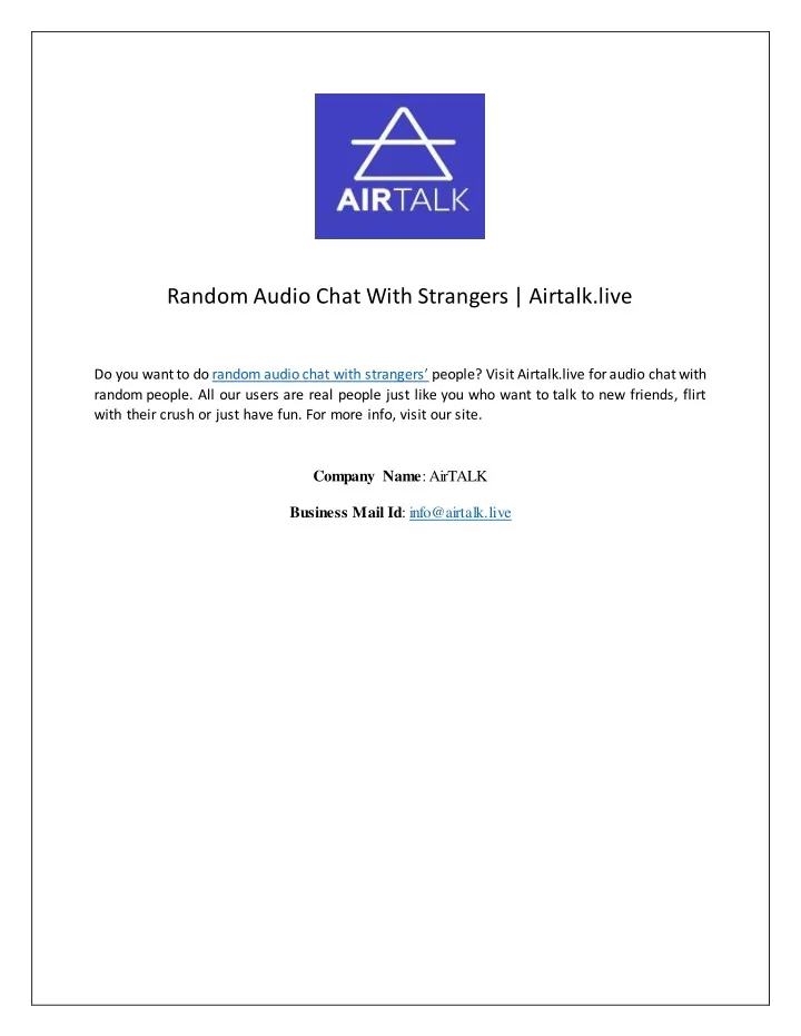 random audio chat with strangers airtalk live