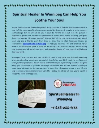 Spiritual Healer In Winnipeg Can Help You Soothe Your Soul