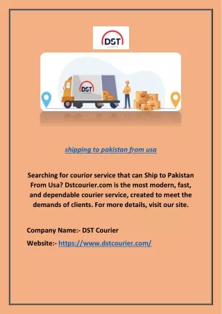 Shipping to Pakistan From Usa | Dstcourier.com