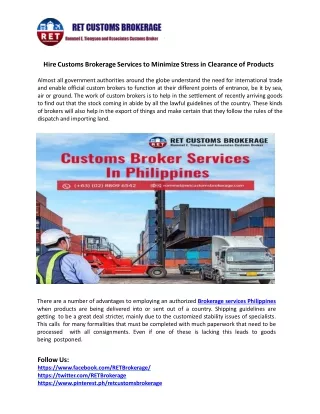 Hire Customs Brokerage Services to Minimize Stress in Clearance of Products