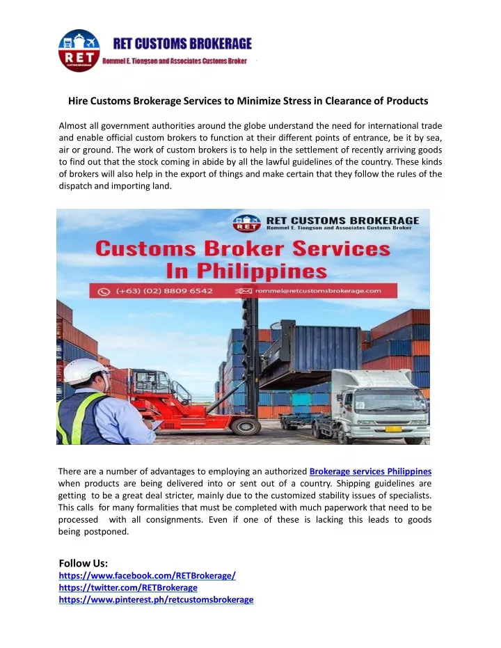 hire customs brokerage services to minimize