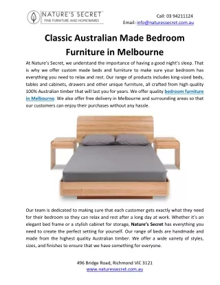 Classic Australian Made Bedroom Furniture in Melbourne