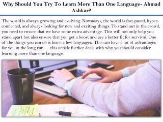 why should you try to learn more than