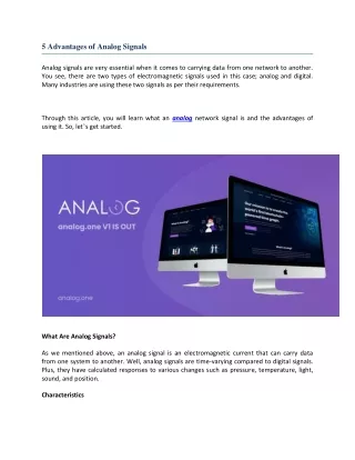 5 Advantages of Analog Signals-converted
