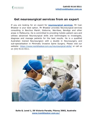 Get neurosurgical services from an expert