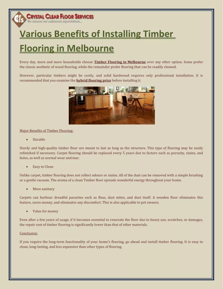 various benefits of installing timber flooring