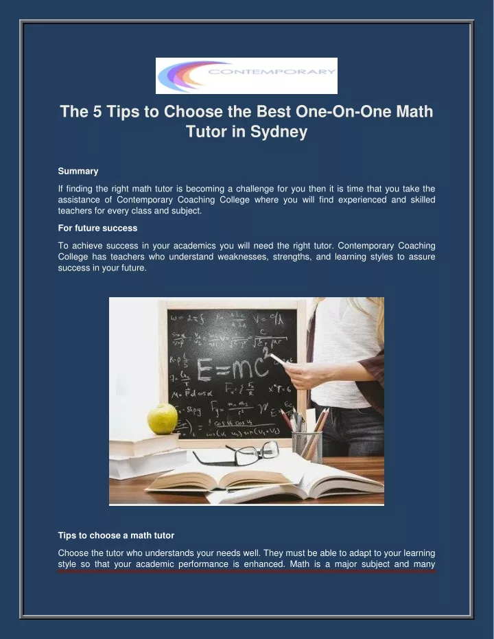 the 5 tips to choose the best one on one math